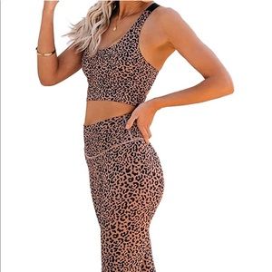 NWT leopard yoga workout set